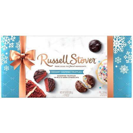 Russell Stover Christmas Assorted Milk & Dark Chocolate Dessert Truffles, Candy Gift Box - 9.0 oz