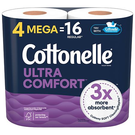 Cottonelle Ultra Comfort Strong Toilet Tissue Rolls Unscented, Mega
