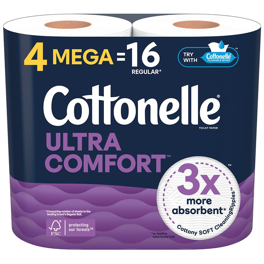Cottonelle Ultra Comfort Toilet Paper, Mega Rolls Unscented, Mega
