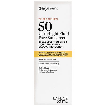 Walgreens Tinted Mineral 50 Ultra-Light Fluid Face Sunscreen