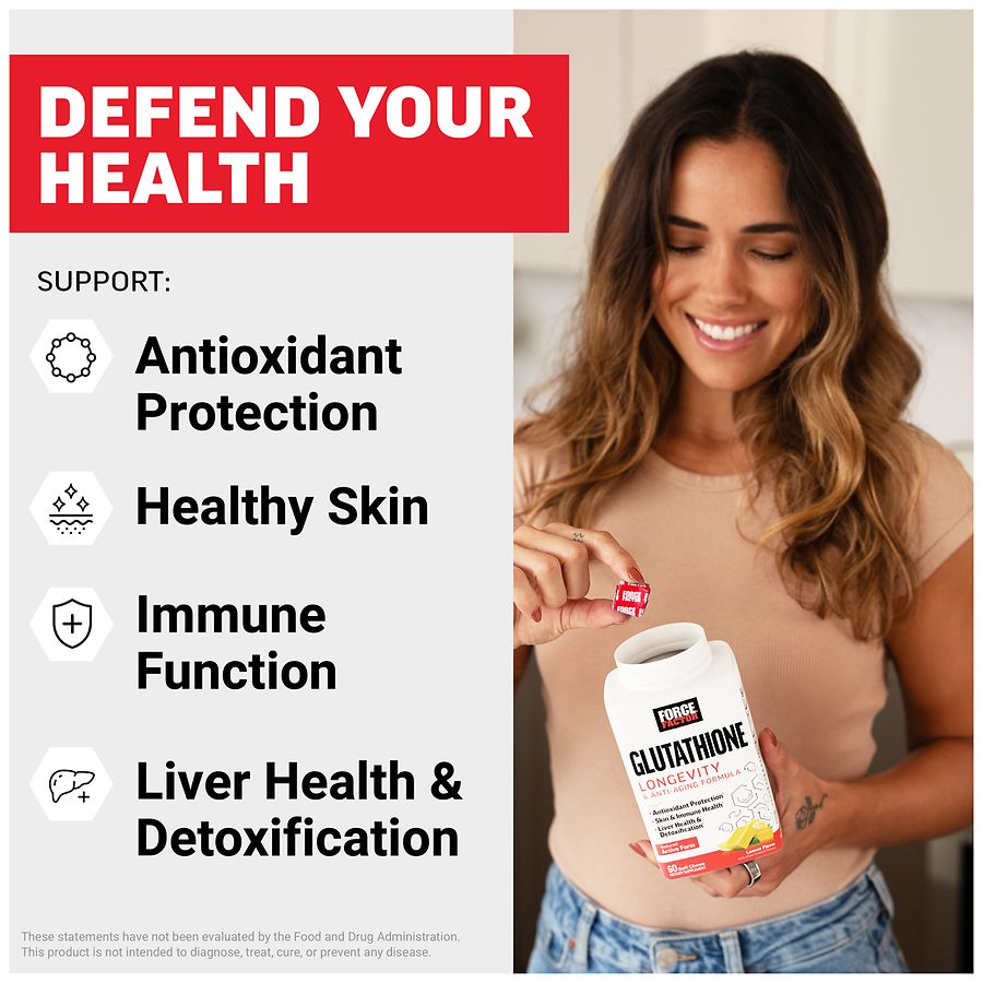 force factor glutathione Force Factor Glutathione, Longevity & Anti-Aging Formula, Soft Chews Lemon