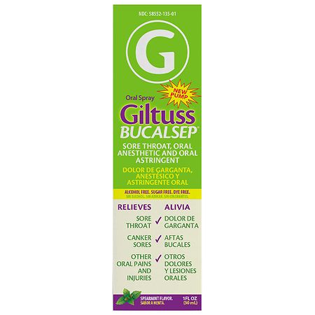 Giltuss Bucalsep Sore Throat Oral Anesthetic & Astringent Spray Spearmint
