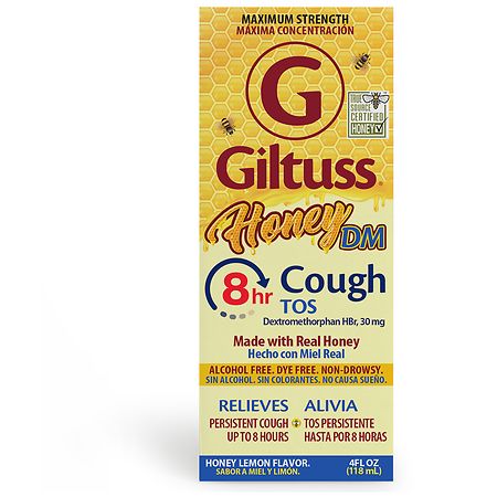 Giltuss DM Cough, Maximum Strength Syrup Honey Lemon