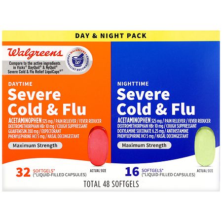 Walgreens Daytime & Nighttime Severe Cold & Flu Softgels Maximum Strength