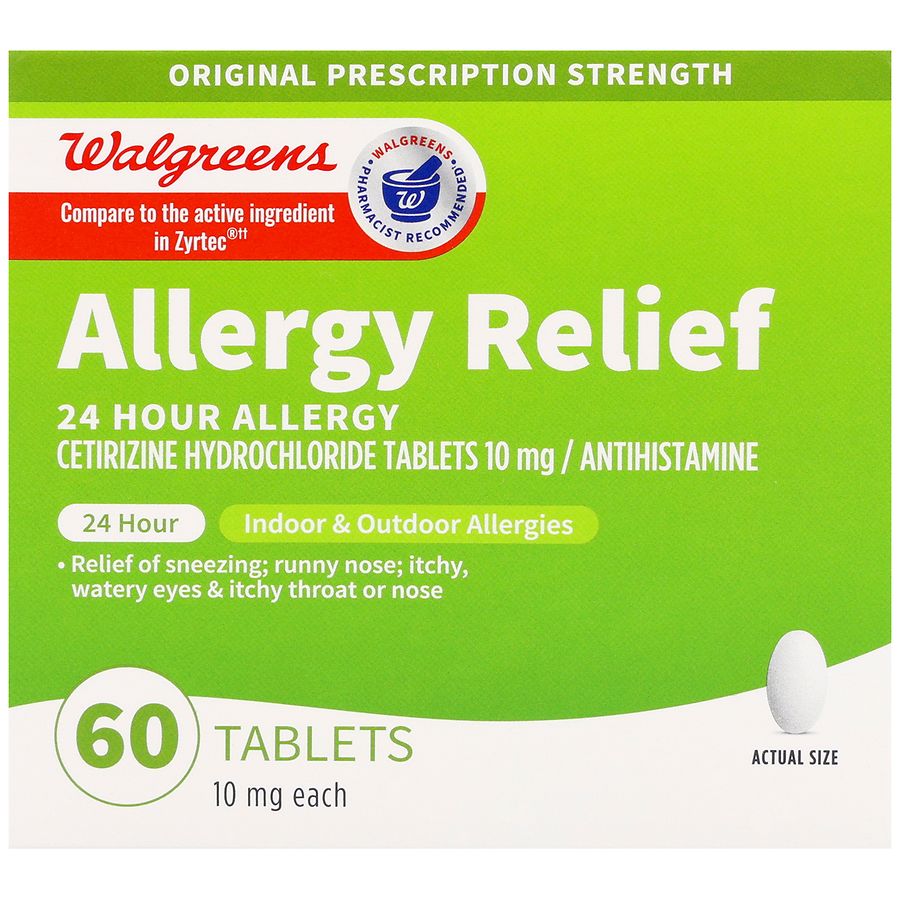 Walgreens 24 Hour Allergy Relief Cetirizine Hydrochloride 10 mg Tablets