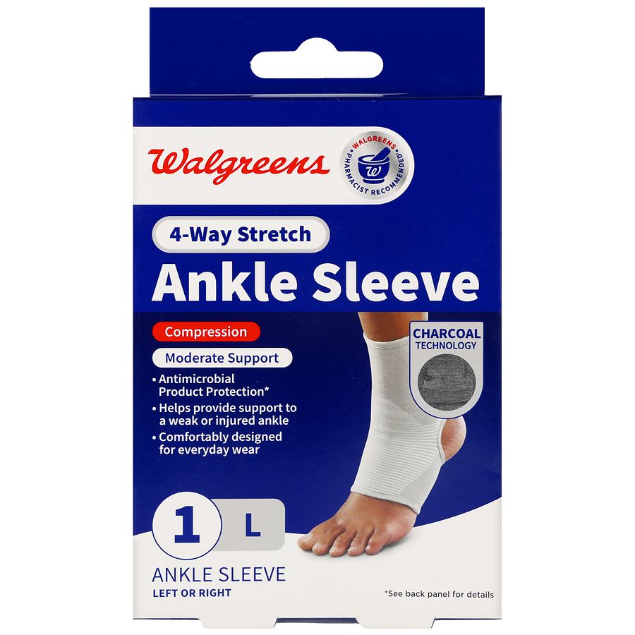 Walgreens Ankle Sleeve, 4-Way Stretch 0, 0, L 0