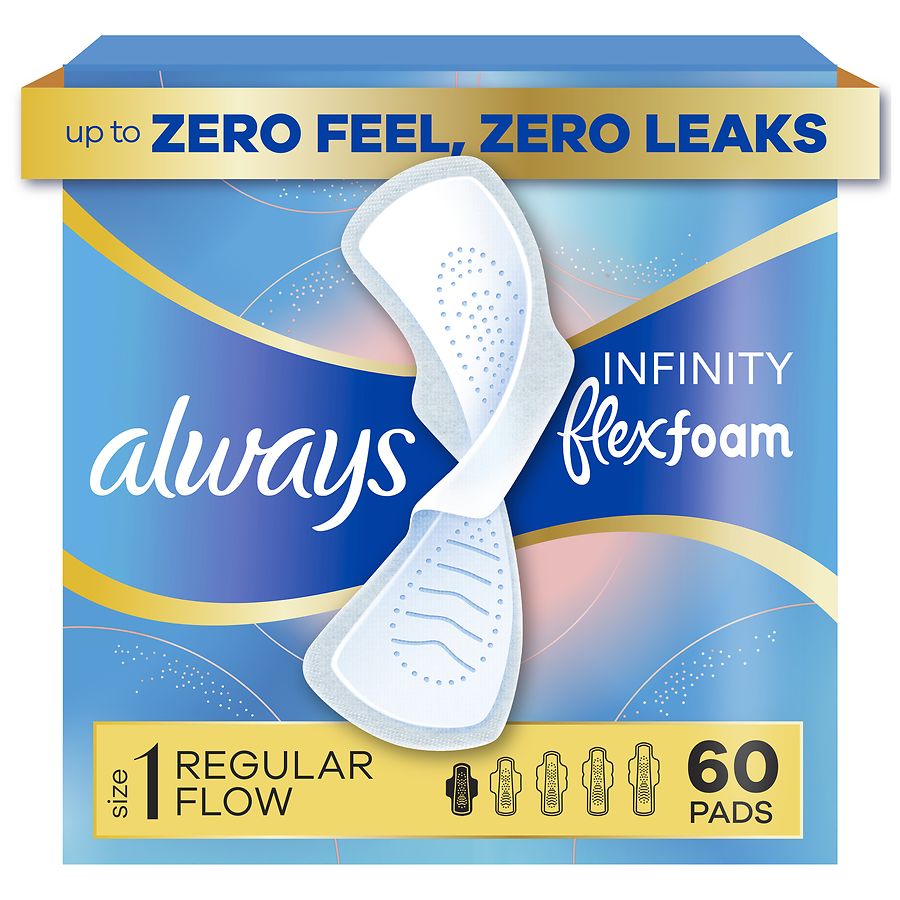 Always Infinity FlexFoam Pads with Wings for Women Unscented, Size 1, Regular