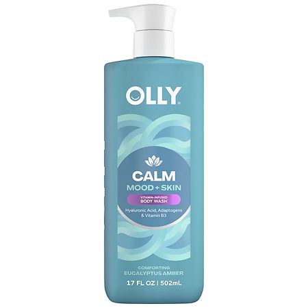 OLLY Calm Mood + Skin Vitamin-Infused Body Wash Pump Bottle Eucalyptus Amber