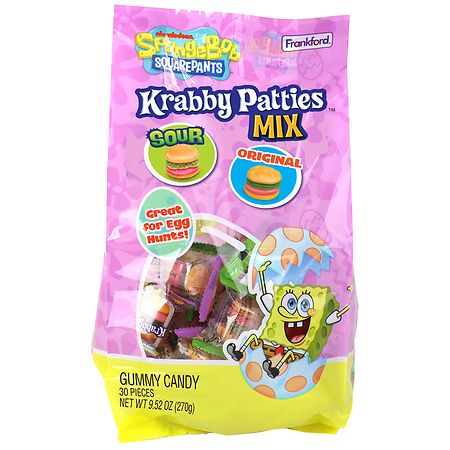 Nickelodeon Krabby Patties Gummy Candy Mix, Standup Bag Original/ Sour