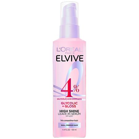 L'Oreal Paris Elvive 4% Glycolic + Gloss, High-Shine Leave-In Serum for Dull Porous Hair