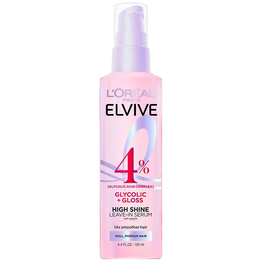 L'Oreal Paris Elvive 4% Glycolic + Gloss, High-Shine Leave-In Serum for Dull Porous Hair