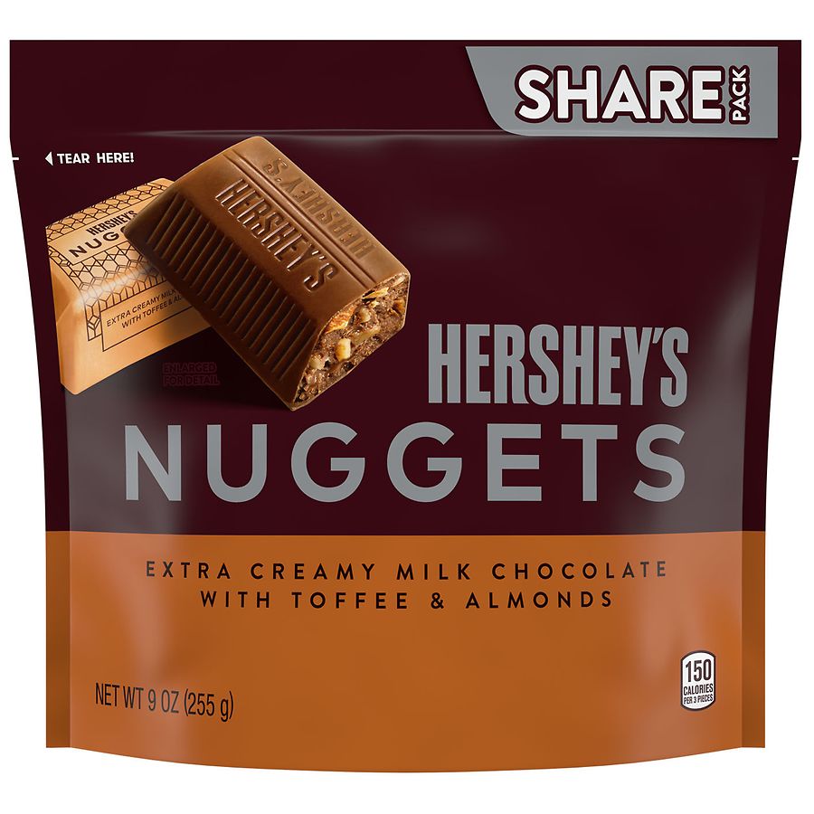 HERSHEY'S NUGGETS Extra Creamy Milk Chocolate with Toffee and Almonds Candy Share Pack