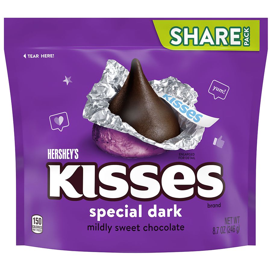 HERSHEY'S KISSES Special Dark Mildly Sweet Chocolate Candy