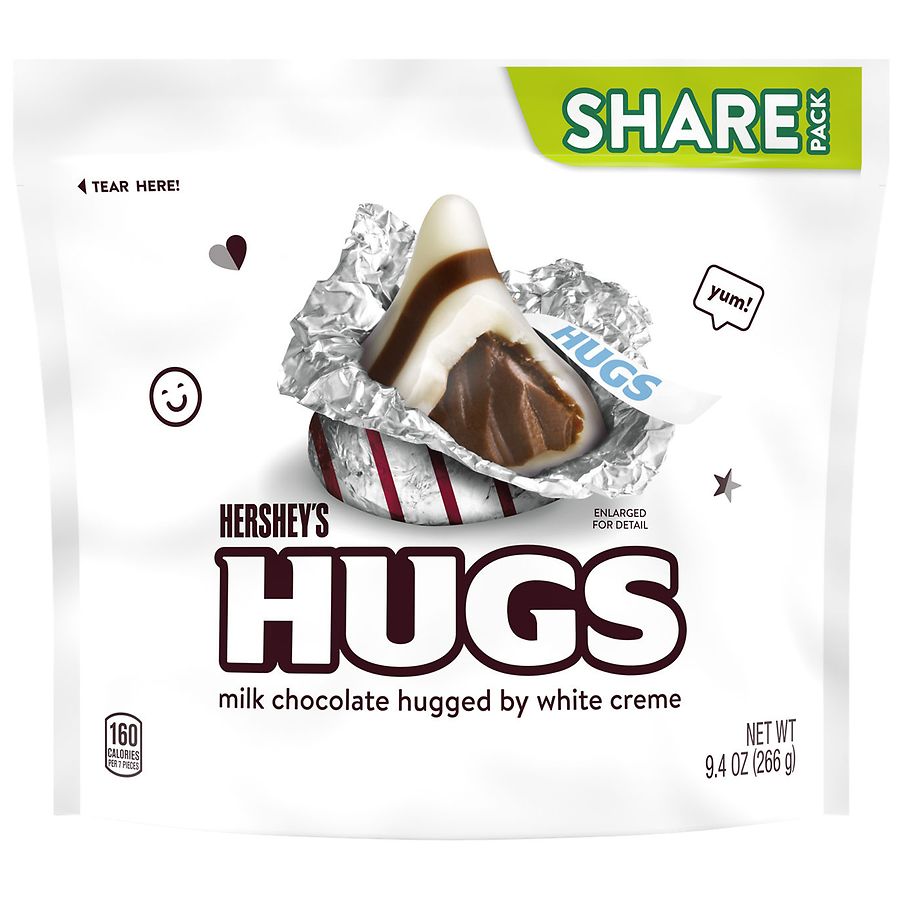 Hershey's Hugs Milk Chocolate Hugged by White Creme Candy Share Pack