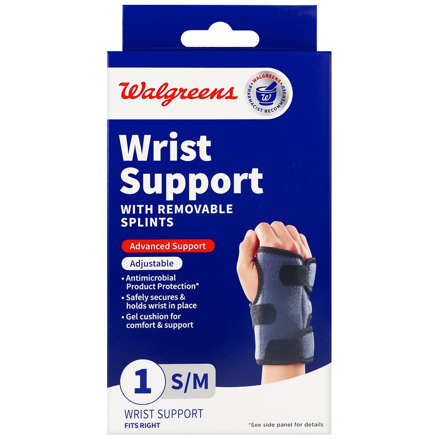 Walgreens Wrist Support with Removable Splints, Fits Right S/M