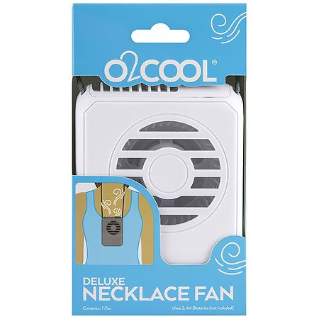 O2Cool Battery Powered Deluxe Necklace Fan White