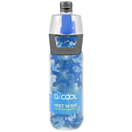 O2Cool Mist 'n Sip Water Bottle Camo Blue
