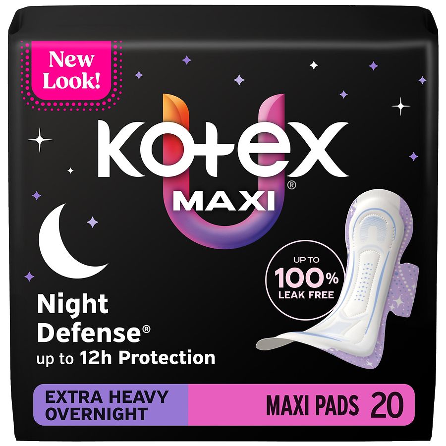 U by Kotex Maxi Overnight Maxi Pads with Wings Extra Heavy Absorbency