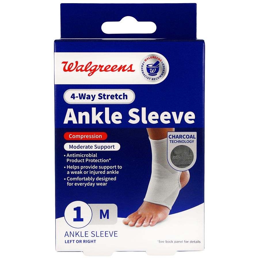 Walgreens Ankle Sleeve, 4-Way Stretch M