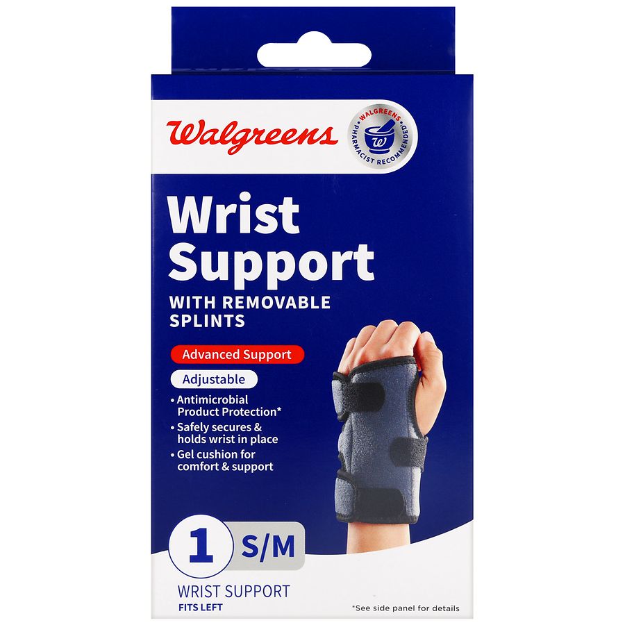 Walgreens Wrist Support with Removable Splints, Fits Left S/M