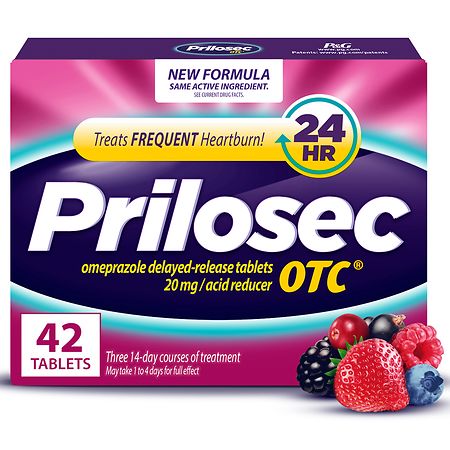 Prilosec OTC Heartburn Relief, Omeprazole Delayed-Release Tablets Wild Berry