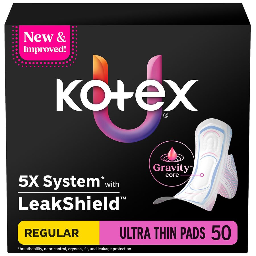 U by Kotex Ultra Thin Pads with Wings Unscented, Regular Absorbency