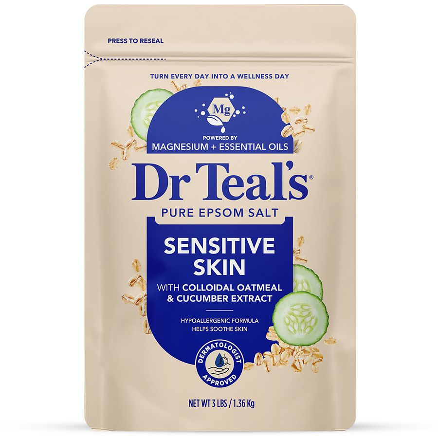 Dr. Teal's Pure Epsom Salt, Sensitive Skin with Oatmeal & Cucumber Extract Cucumber