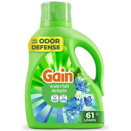 Gain Liquid Laundry Detergent, Now with Odor Defense Waterfall Delight, 61 Loads