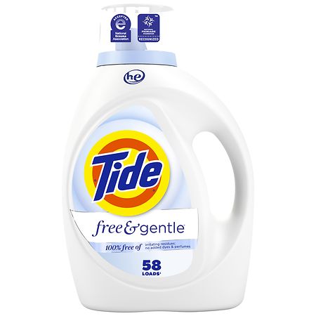 Tide Free & Gentle Laundry Detergent Liquid, Trusted Gentle Laundry Soap Unscented, 58 Loads