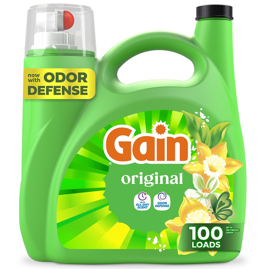 Gain Liquid Laundry Detergent, Now with Odor Defense Original, 100 Loads