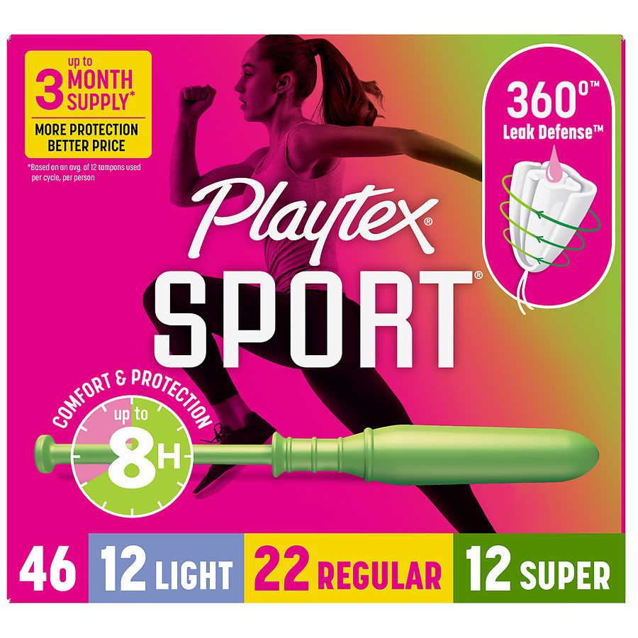 Playtex Sport Tampons, Light, Regular, Super
