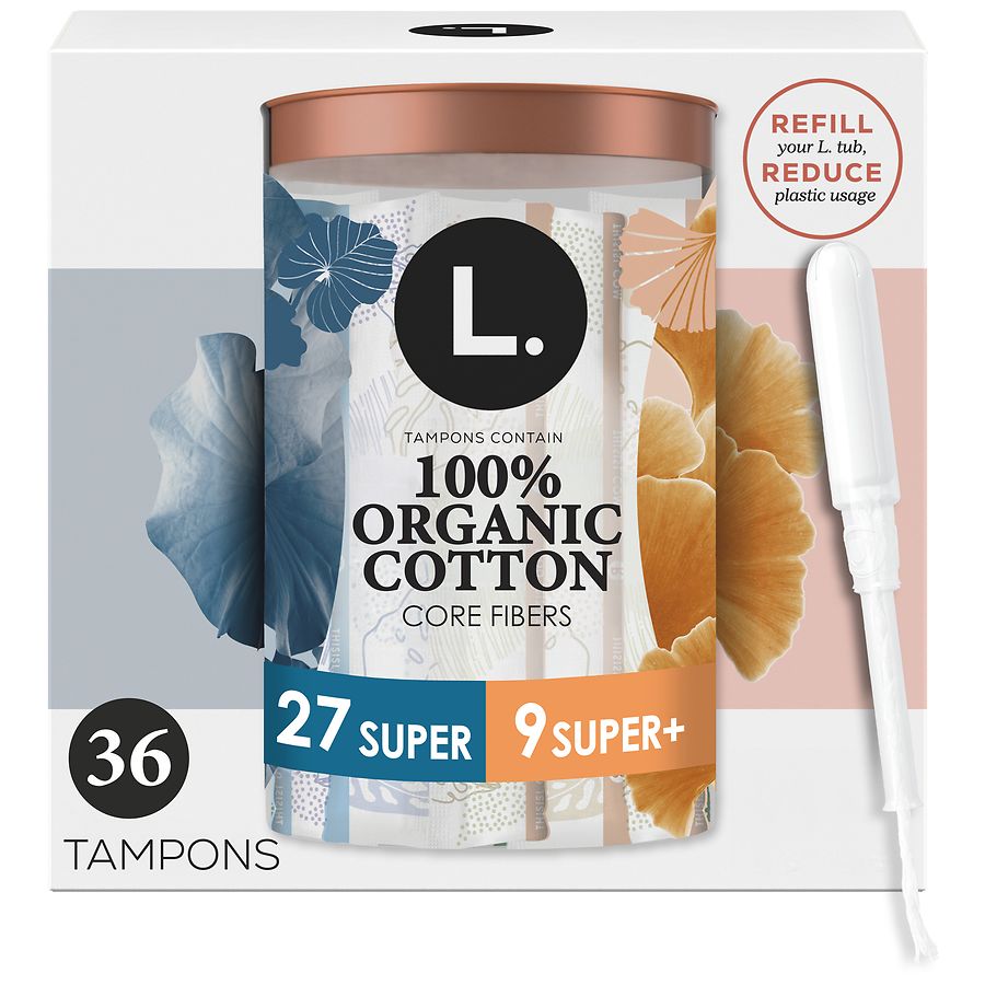 L. Tampons, Made with Organic Cotton, Multipack Made Without Synthetic Pesticides Unscented, Super/Super Plus Absorbency