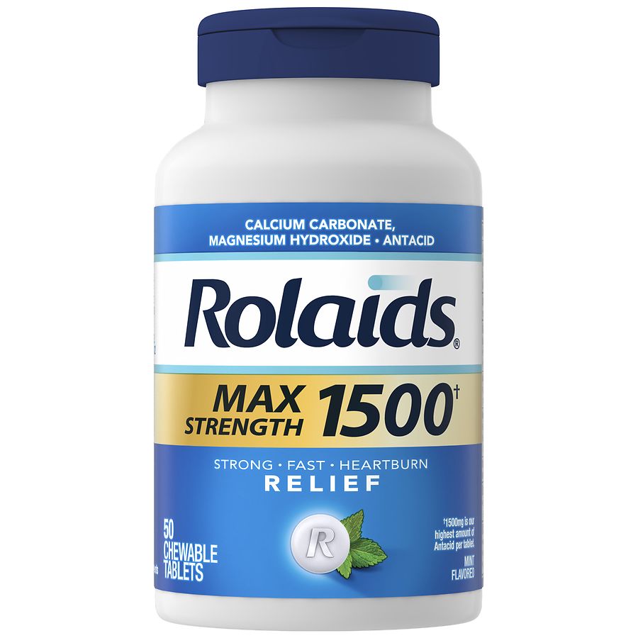 Rolaids Max Strength 1500 Chewable Antacid Tablets Mint