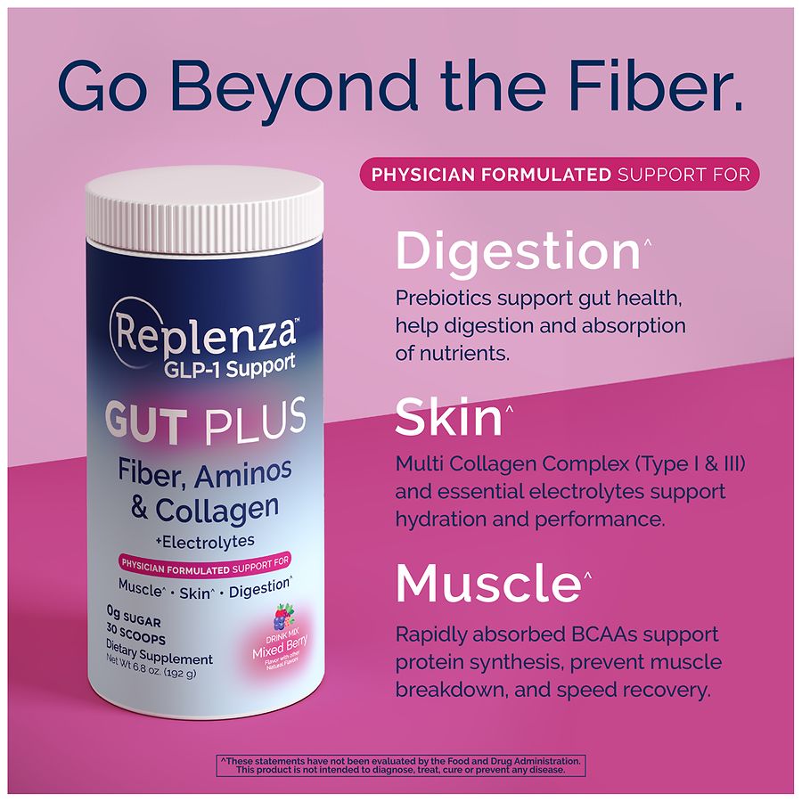 glp-1 supplement drink Replenza Daily Replenisher - Drink Mix Powder for GLP-1 & Semaglutide  Weight Loss Support Mixed Berry