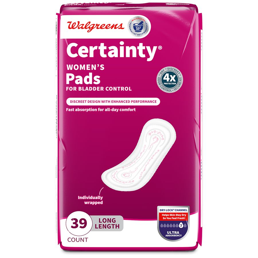Walgreens Certainty Women's Pads for Bladder Control Ultra Absorbency Long Length