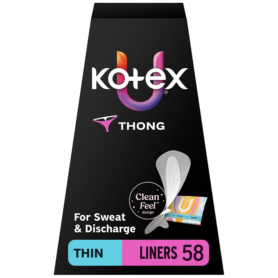 U by Kotex Daily Thong Liners, Wrapped Unscented, Light Absorbency, Regular Length