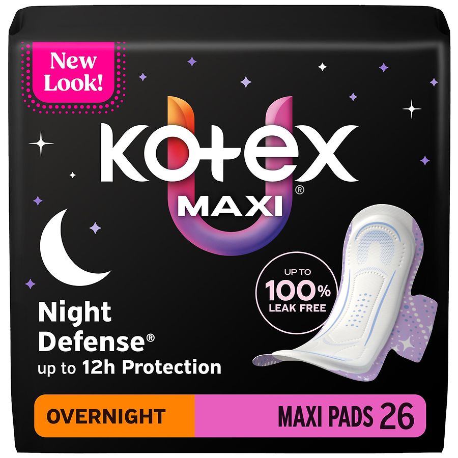 U by Kotex Overnight Maxi Pads With Wings Unscented, Overnight Absorbency