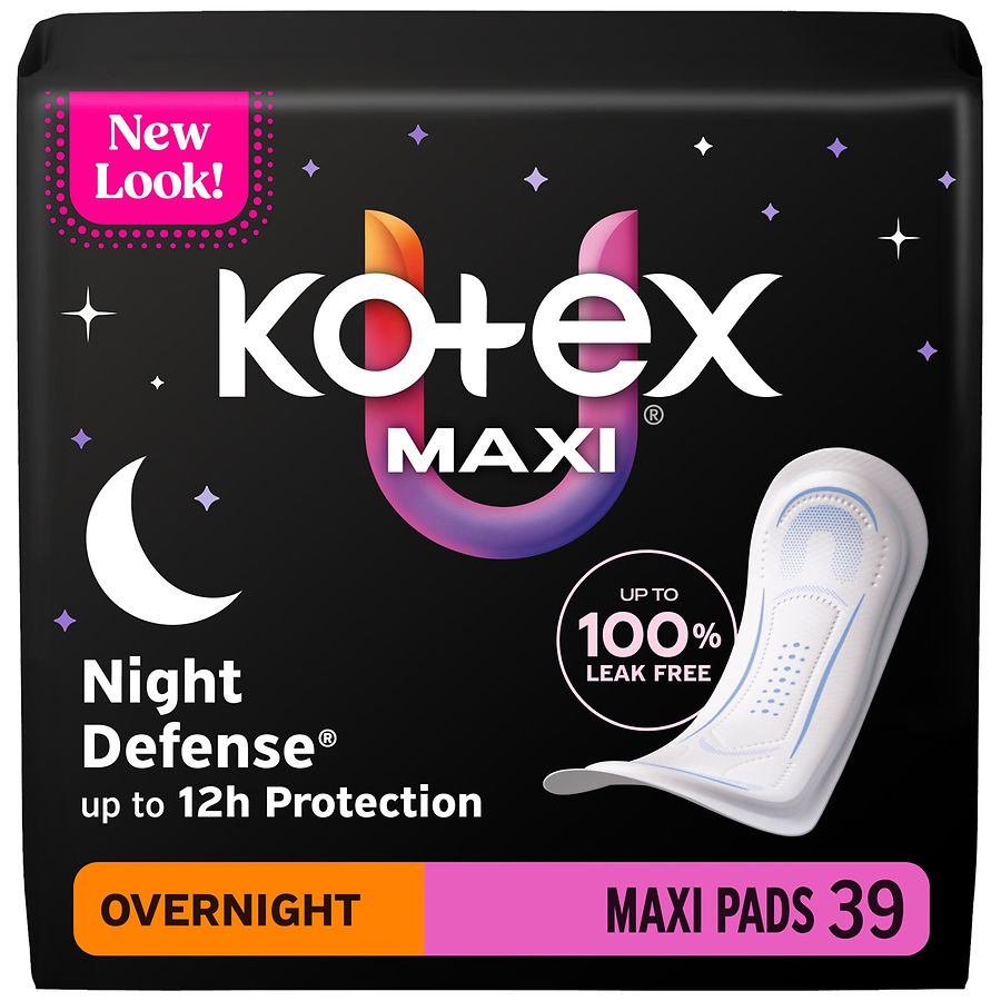 U by Kotex Overnight Maxi Pads Unscented, Overnight Absorbency