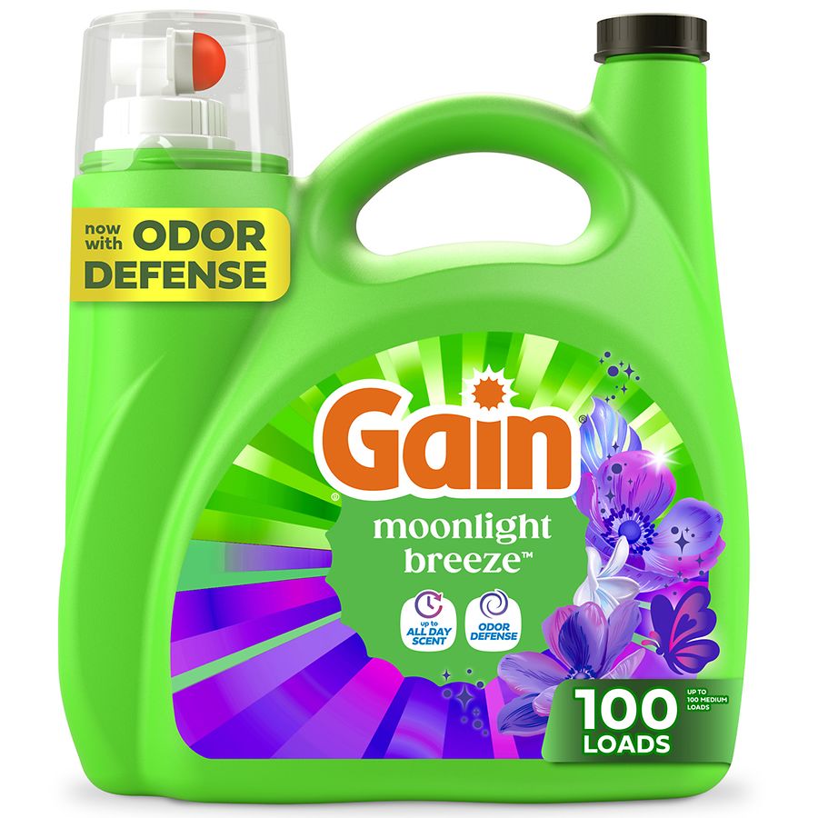 Gain Liquid Laundry Detergent, Now With Odor Defense Moonlight Breeze, 100 Loads
