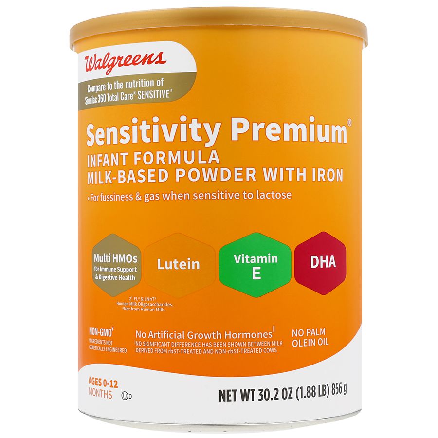 Walgreens Sensitivity Premium Infant Formula Milk-Based Powder with Iron Contents Yield Approximately 214 fl oz Formula