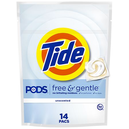 Tide PODS Free & Gentle Laundry Detergent Soap Pacs Unscented