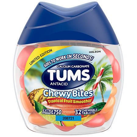 Tums Chewy Bites Chewable Antacid Tablets Tropical Fruit Smoothie