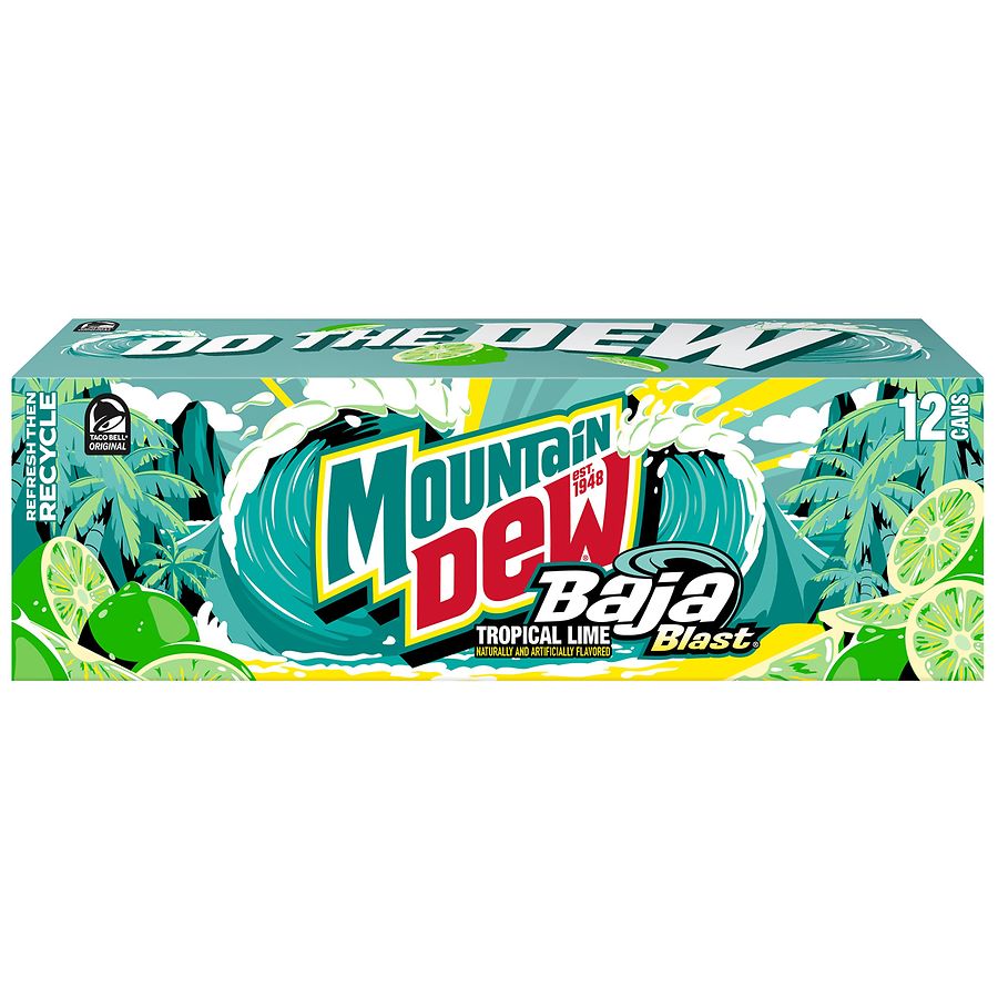 Mountain Dew Soft Drink Cans Baja Blast