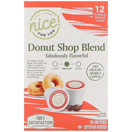 Nice! For You Donut Shop Blend Coffee Single Serve Cups - 0.31 oz x 12 pack