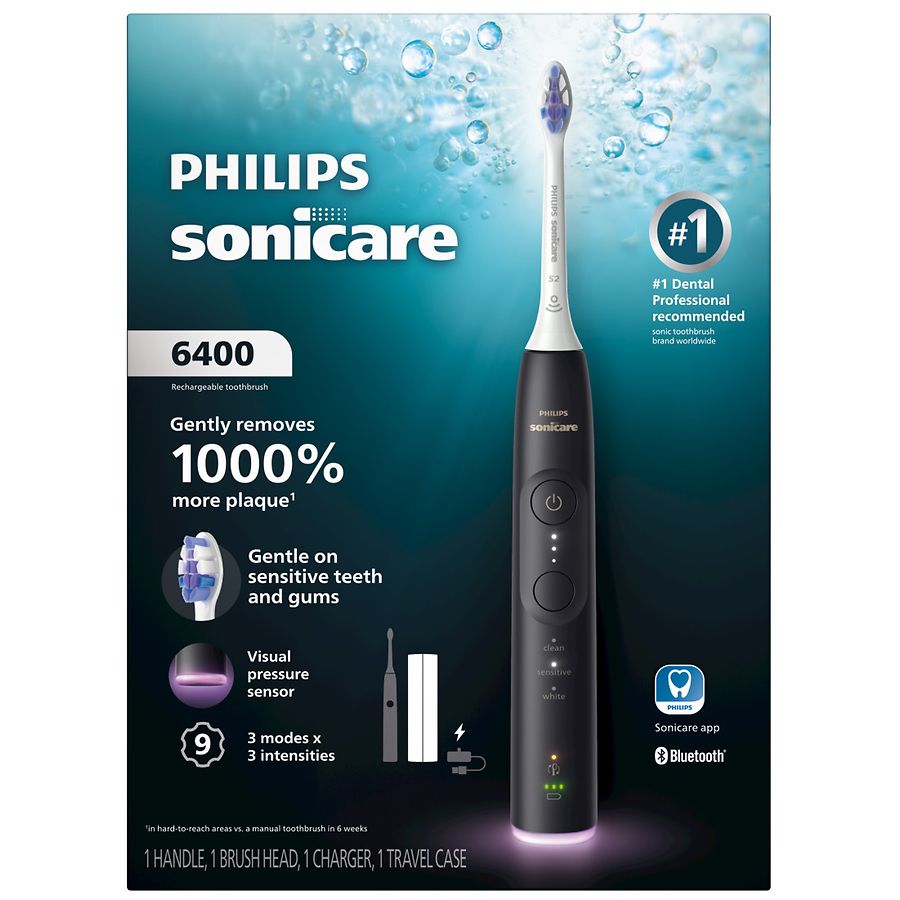 Philips Sonicare 6400 Series Electric Toothbrush (HX7411/4) Black