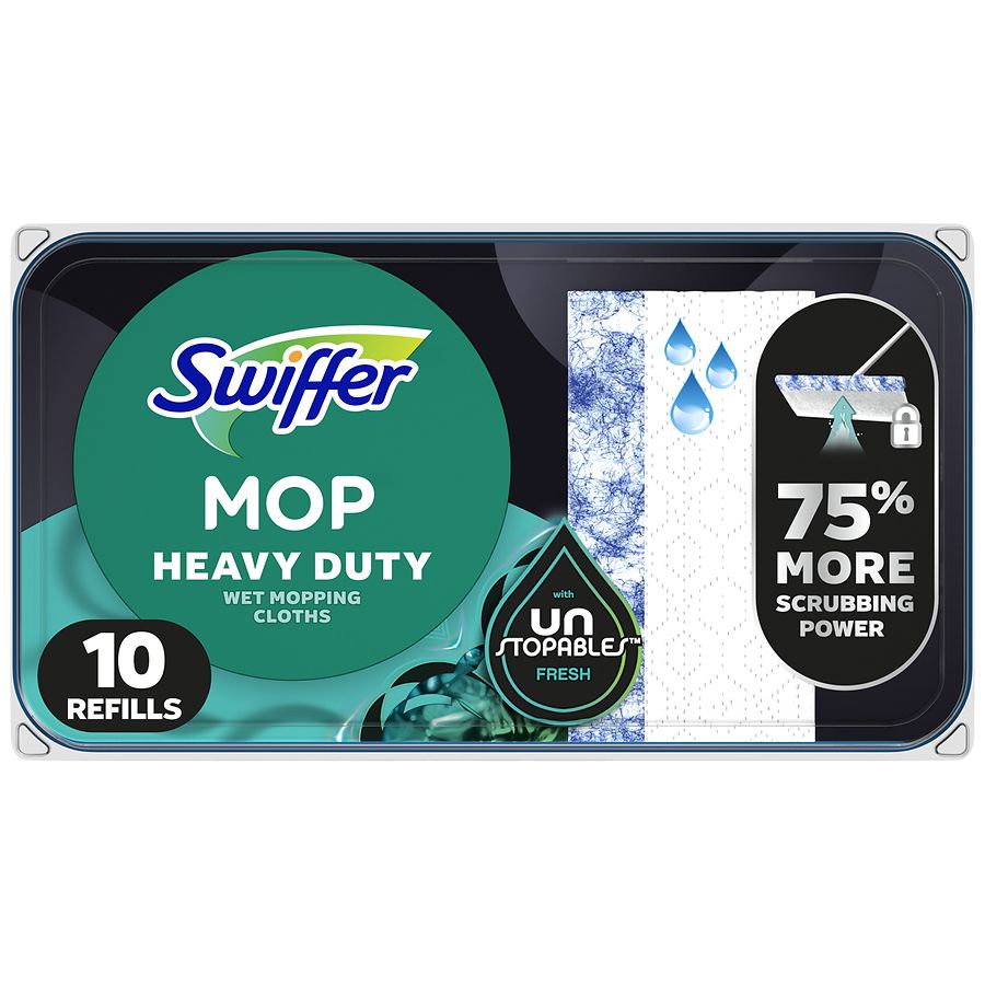 Swiffer Heavy Duty Mop Wet Multi-Surface Cloth Refills for Floor Mopping and Cleaning Unstopables Fresh