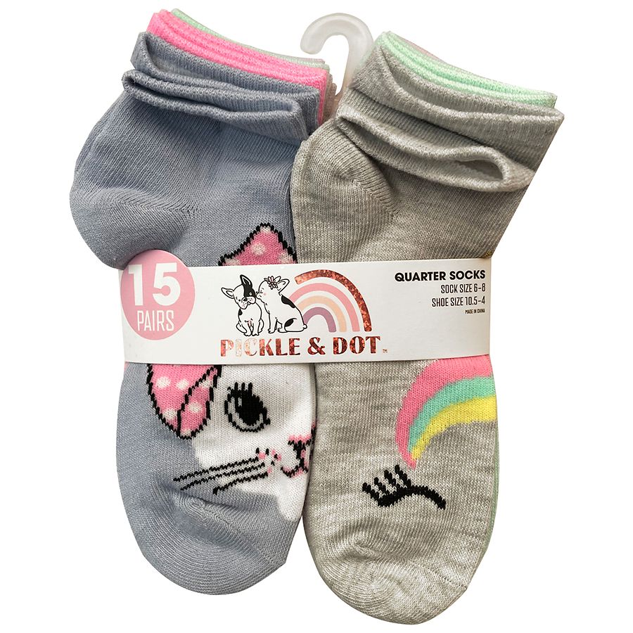 Pickle & Dot Girl's Quarter Socks Size 6-8