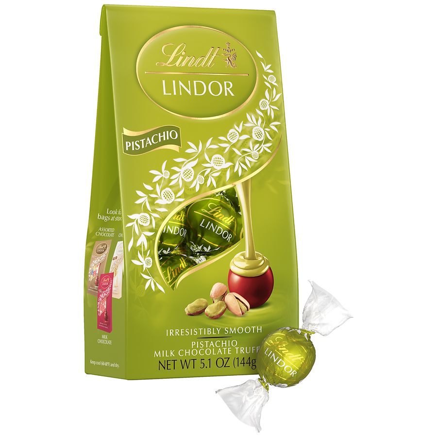 Lindt Lindor Milk Chocolate Truffles Bag Pistachio