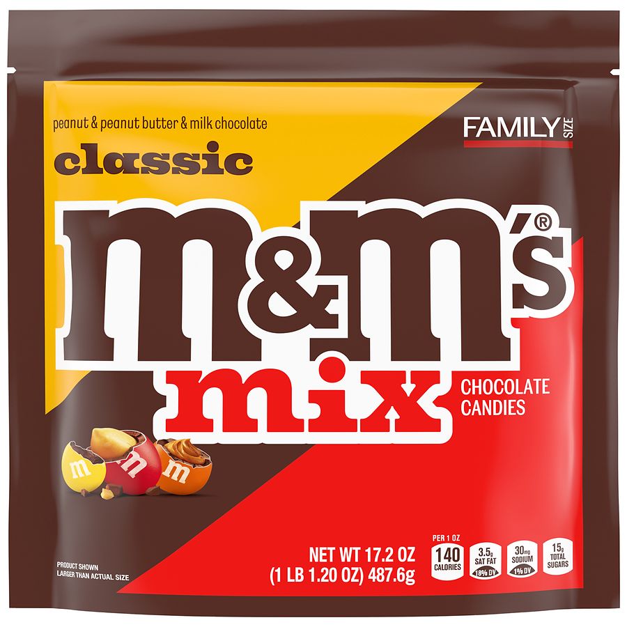 M&M's Chocolate Candies Classic Mix Family Size Peanut + Milk Chocolate + Peanut Butter