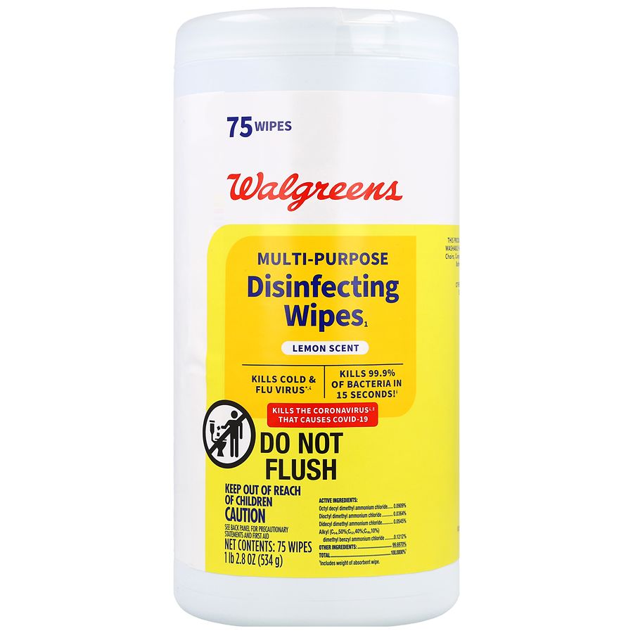 Walgreens Multi-Purpose Disinfecting Wipes Lemon
